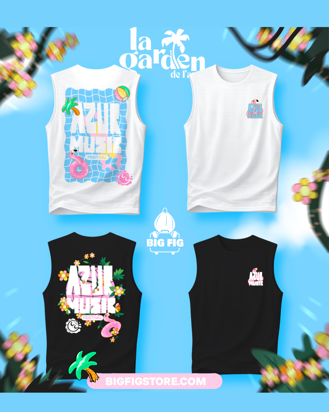 T-SHIRT DEBARDEURS AZUR MUSIC X  LA GARDEN UNISEXE