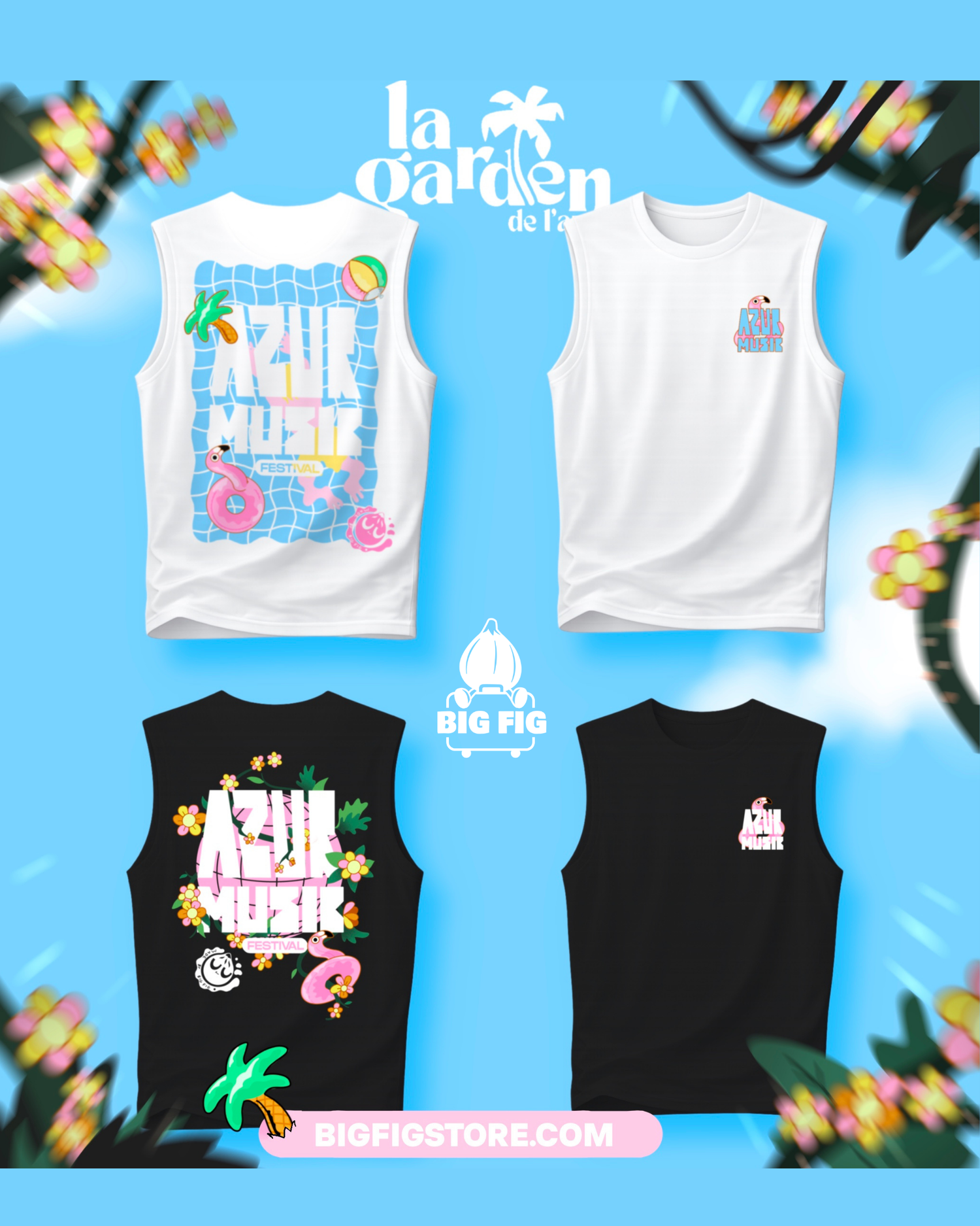 T-SHIRT DEBARDEURS AZUR MUSIC X  LA GARDEN UNISEXE